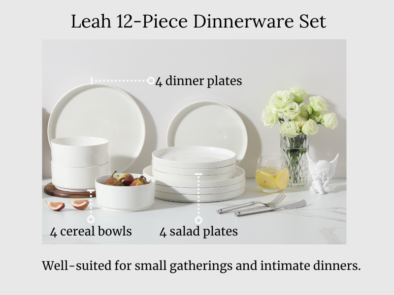 MALACASA Leah 12 Piece Porcelain Dinnerware Set