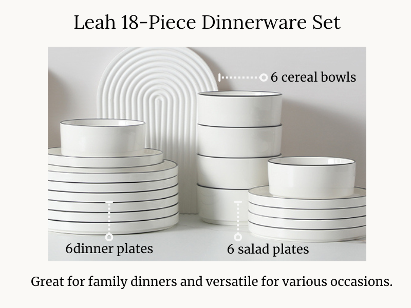 MALACASA Leah 18 Piece Porcelain Dinnerware Set