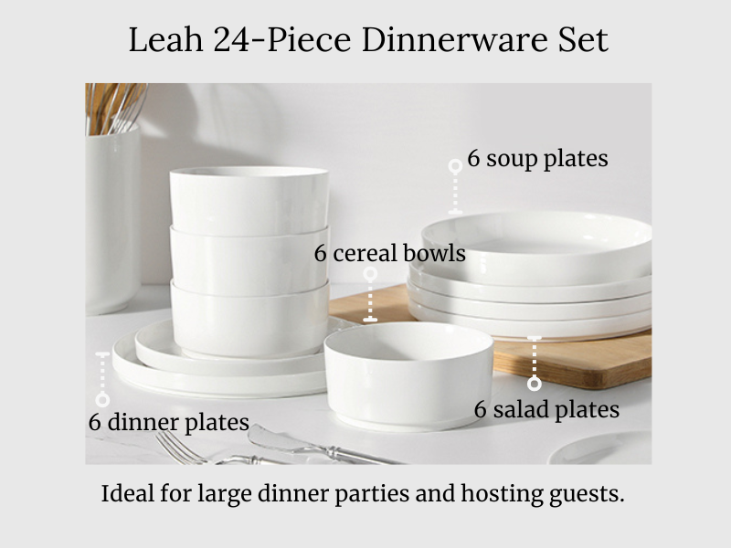 MALACASA Leah 24 Piece Porcelain Dinnerware Set