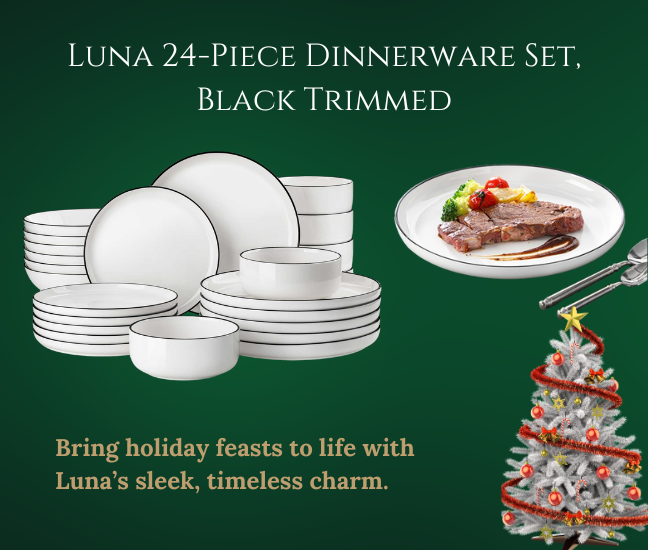 MALACASA Luna 24 Piece Porcelain Dinnerware Set