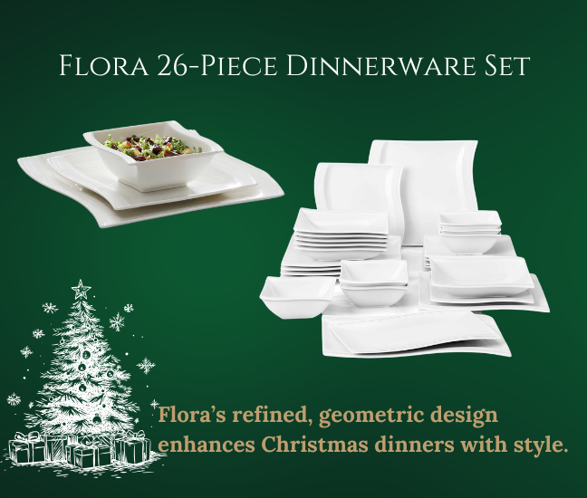 MALACASA Flora 26 Piece Porcelain Dinnerware Set